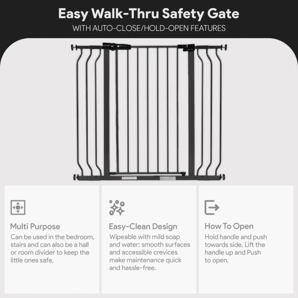 BALANCEFROM WALK THRU SAFETY GATE FOR BABY PETS DOORWAYS, STAIRWAY - GRAPHITE New BALANCEFROM WALK THRU SAFETY GATE FOR BABY PETS DOORWAYS, STAIRWAY - GRAPHITE New