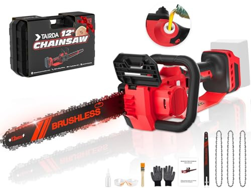 TAIDRA 12" CHAINSAW COMPATIBLE FOR MWK 18V NO BATTERY - TOOL ONLY RED