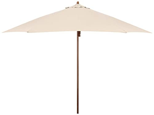 SHADE BASICS 11' RD. FAUX-WOOD STEEL PATIO UMBRELLA, PIN STOP ANTIQUE BEIGE