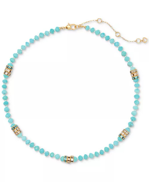 KATE SPADE GOLD-TONE CRYSTAL & BEAD COLLAR NECKLACE - TURQUOISE New KATE SPADE GOLD-TONE CRYSTAL & BEAD COLLAR NECKLACE - TURQUOISE New