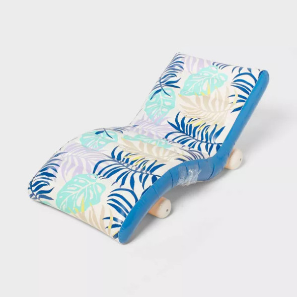 SUN SQUAD CHAISE LOUNGE PRINTED SMS WATER FLOATS AND INFLATABLES - BLUE/WHITE SUN SQUAD CHAISE LOUNGE PRINTED SMS WATER FLOATS AND INFLATABLES - BLUE/WHITE