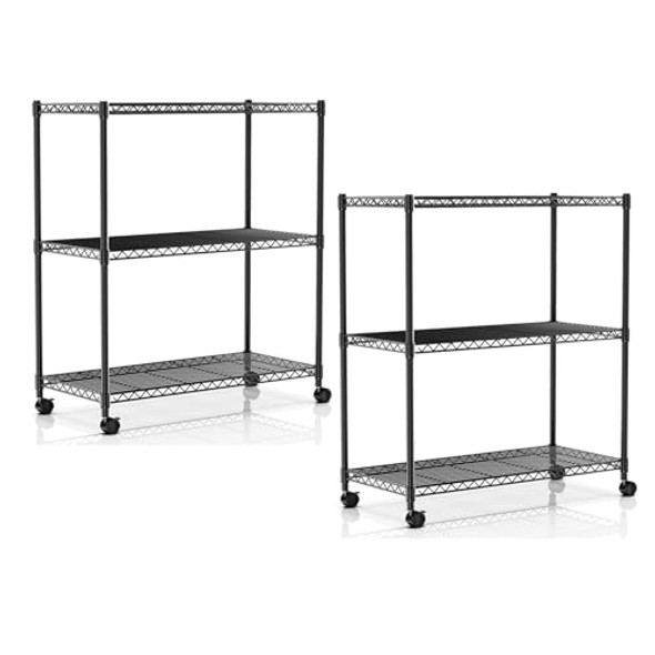 SIMPLE DELUXE HEAVY DUTY 3-TIER STORAGE SHELVES 750LB CAPACITY 2PK - BLACK SIMPLE DELUXE HEAVY DUTY 3-TIER STORAGE SHELVES 750LB CAPACITY 2PK - BLACK