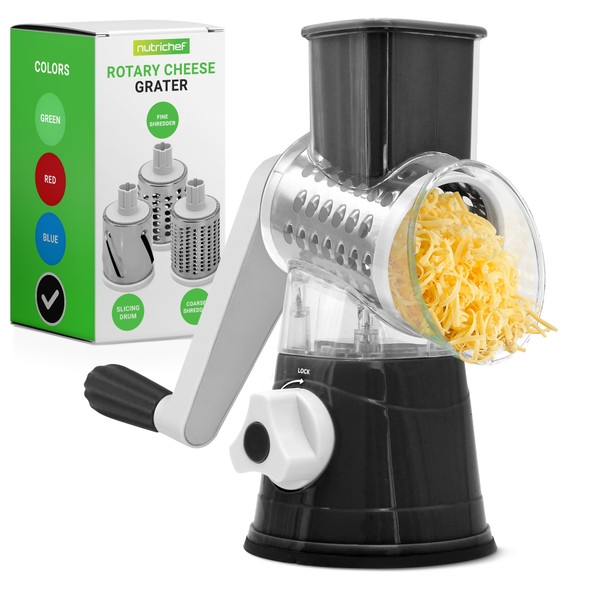 NUTRICHEF 3 IN 1 CHEESE GRATER & SHREDDER - BLACK NUTRICHEF 3 IN 1 CHEESE GRATER & SHREDDER - BLACK