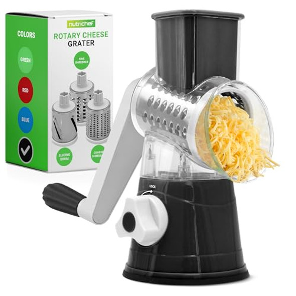 NUTRICHEF 3 IN 1 CHEESE GRATER & SHREDDER - BLACK NUTRICHEF 3 IN 1 CHEESE GRATER & SHREDDER - BLACK