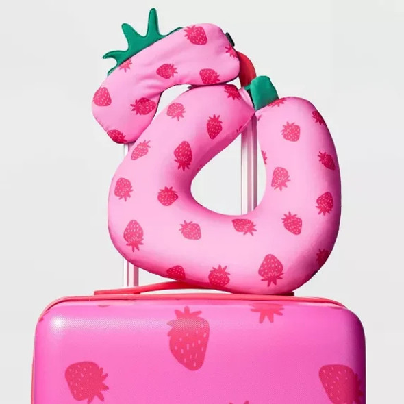 CAT AND JACK KIDS' NECK PILLOW AND EYE MASK SET STRAWBERRY - PINK New CAT AND JACK KIDS' NECK PILLOW AND EYE MASK SET STRAWBERRY - PINK New