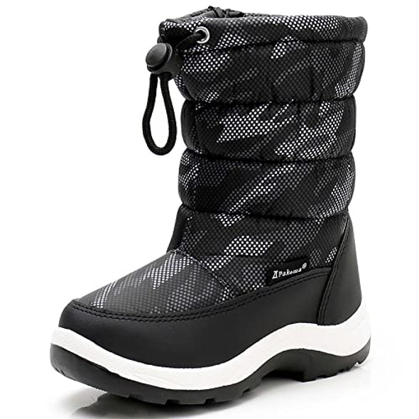 APAKOWA KIDS BOYS GIRLS WINTER SNOW BOOTS SIZE 26 - SIZE YOUTH 8.5 - GRAY/BLACK New