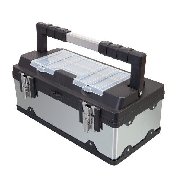 Torin 19" Tool Box Storage Organizer Stainless Steel&Plastic Portable Box -Black