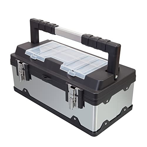 Torin 19" Tool Box Storage Organizer Stainless Steel&Plastic Portable Box -Black