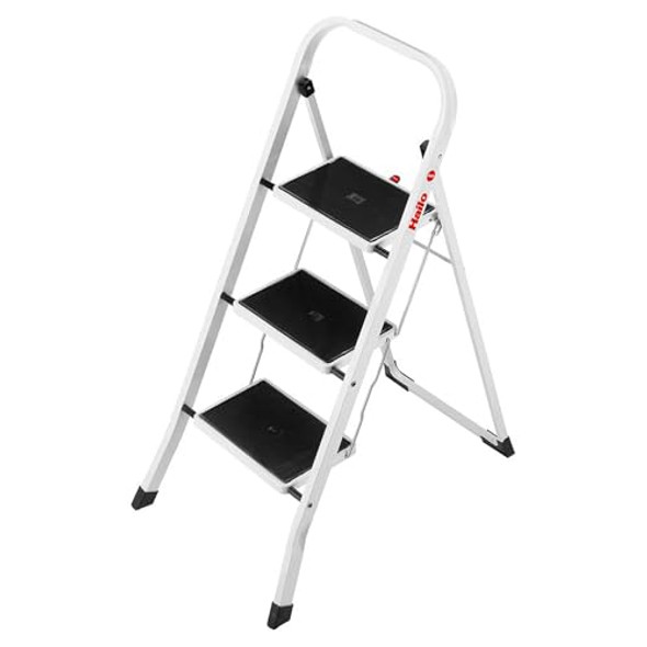 HAILO K20 3-STEP FOLDING LADDER WITH STURDY STEEL FRAME - SILVER New HAILO K20 3-STEP FOLDING LADDER WITH STURDY STEEL FRAME - SILVER New