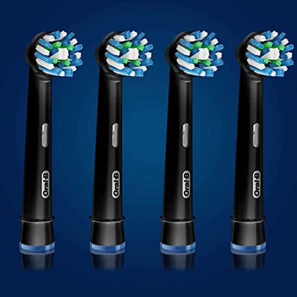 ORAL-B CROSSACTION ELECTRIC TOOTHBRUSH REPLACEMENT 4 COUNT - BLACK New