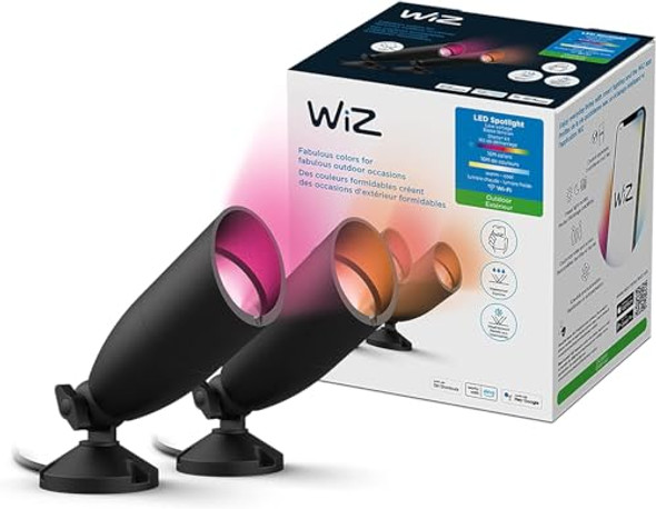 WIZ CONNECTED LED COLOR CHANGING OUTDOOR SPOTLIGHT EXTENSION 2 PACK BLACK
