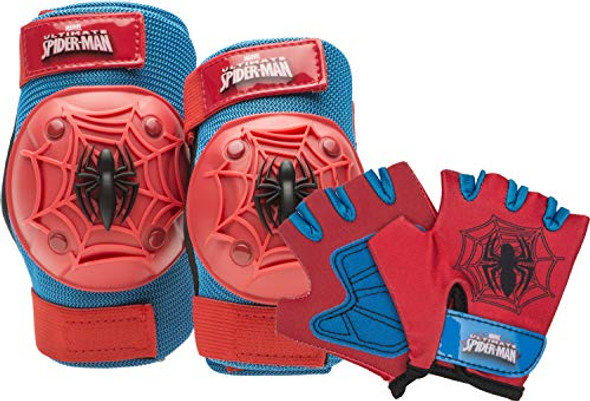MARVEL SPIDER-MAN KIDS' BIKE PAD AND GLOVE SET - BLUE/RED MARVEL SPIDER-MAN KIDS' BIKE PAD AND GLOVE SET - BLUE/RED