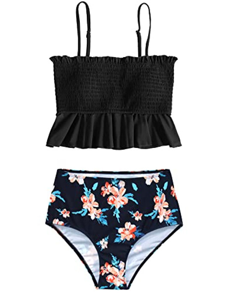 AONTUS Women Two Piece Bandeau Bikini Swimsuit With Bottoms AON-2PBIKINISS-BLK-M AONTUS Women Two Piece Bandeau Bikini Swimsuit With Bottoms AON-2PBIKINISS-BLK-M