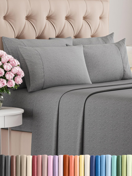 CGK UNLIMITED KING 6 PIECE HOTEL SLEEPS 1 FLAT 1 FITTED 4 PILLOWCASES - GREY