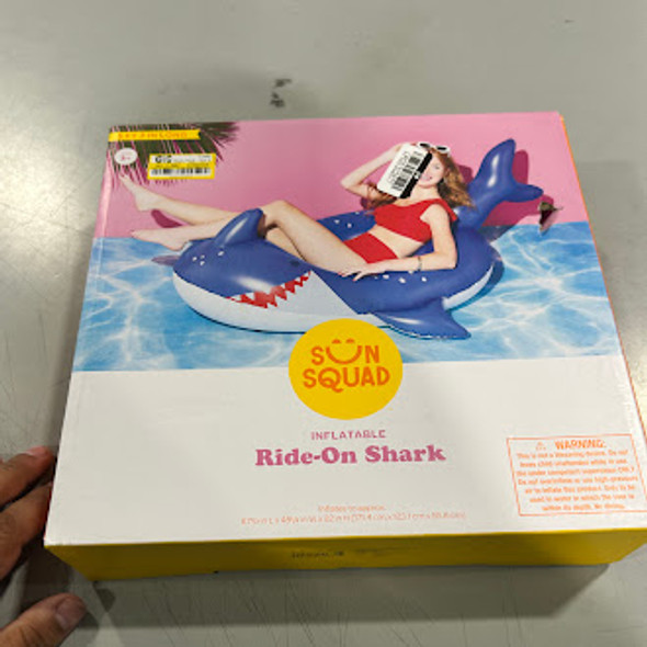 SUN SQUAD SHARK FLOAT PVC NOVELTY POOL TOY, 183 LBS CAPACITY - BLUE SHARK