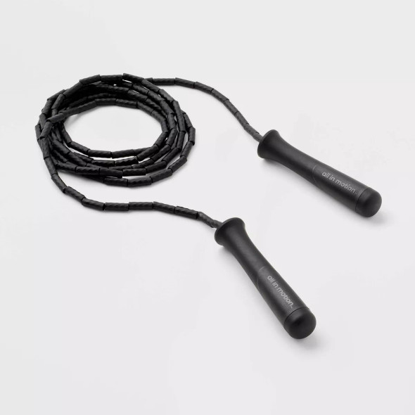 ALL IN MOTION 1.6" SEGMENTED JUMP ROPE, 9FT LENGTH - BLACK ALL IN MOTION 1.6" SEGMENTED JUMP ROPE, 9FT LENGTH - BLACK