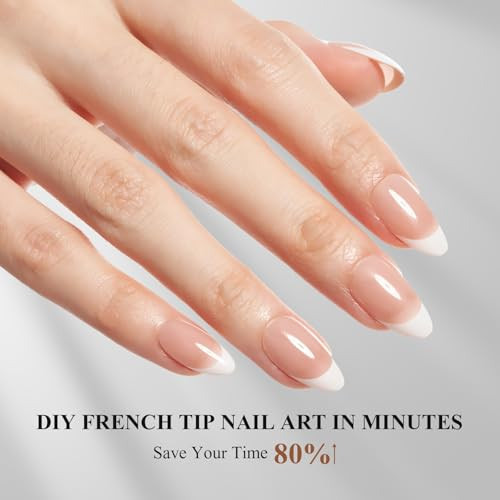 GLAMERMAID FRENCH TIP PRESS ON NAILS, 150PCS, DIY - SHORT ALMOND PINK New