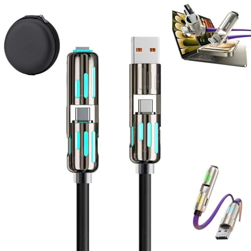 Pursuit 4-in-1 240w Superfast 4ft Charging Cables Dodorado/Glowflip - Black