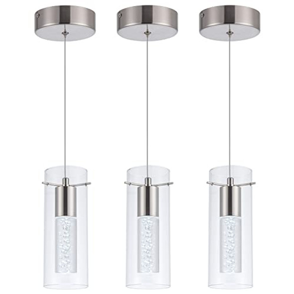 LEADTEK 3 Pack Pendant Lights Kitchen Island Light Brushed Nickel LEADTEK 3 Pack Pendant Lights Kitchen Island Light Brushed Nickel