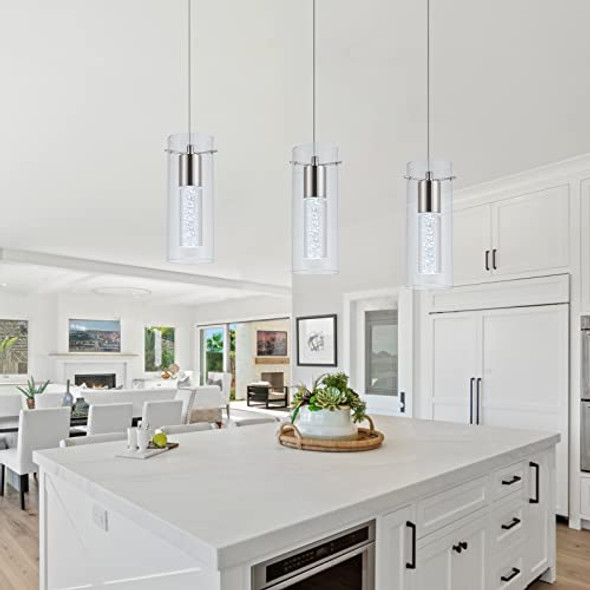 LEADTEK 3 Pack Pendant Lights Kitchen Island Light Brushed Nickel LEADTEK 3 Pack Pendant Lights Kitchen Island Light Brushed Nickel