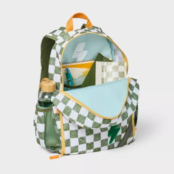 CAT & JACK KIDS' 17" CLASSIC BACKPACK CHECKERED - WHITE/GREEN-MULTI COLORED New CAT & JACK KIDS' 17" CLASSIC BACKPACK CHECKERED - WHITE/GREEN-MULTI COLORED New
