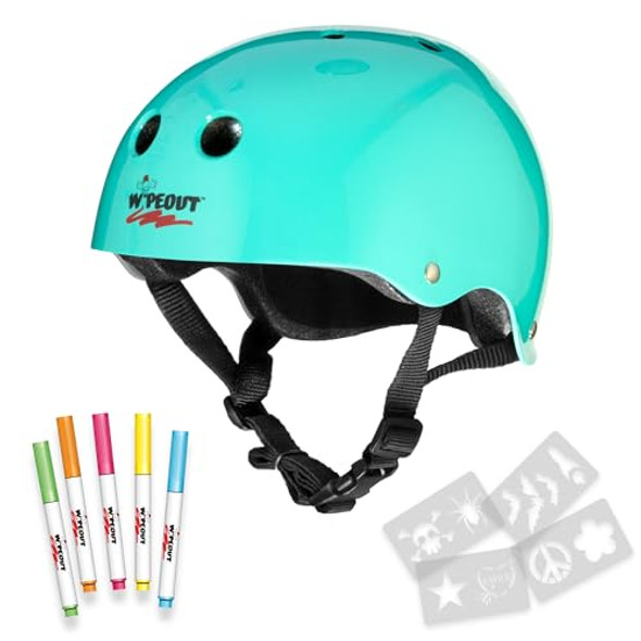 WIPEOUT DRY ERASE KIDS HELMET SIZE: YOUTH 52-56 CM - TEAL BLUE New