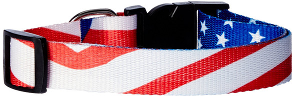 DUKES KOLE KI-AA125 PATRIOTIC DOG COLLAR - BLACK/WHITE/BLUE/RED/SILVER New