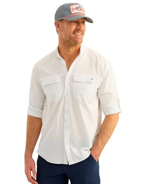 HUK MENS NEXT LEVEL SOLID LONG SLEEVE FISHING BUTTON DOWN SHIRT - SIZE L - WHITE New HUK MENS NEXT LEVEL SOLID LONG SLEEVE FISHING BUTTON DOWN SHIRT - SIZE L - WHITE New
