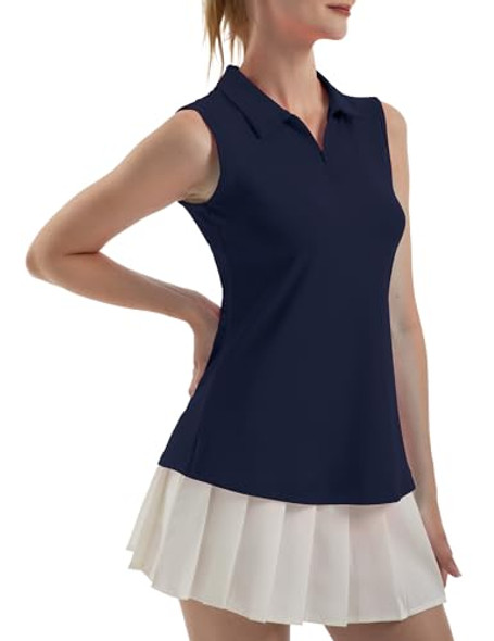 FKEEP Women's Sleeveless Polo Golf Tennis Shirt Tank Tops V-Neck MIDNIGHT BLUE M FKEEP Women's Sleeveless Polo Golf Tennis Shirt Tank Tops V-Neck MIDNIGHT BLUE M