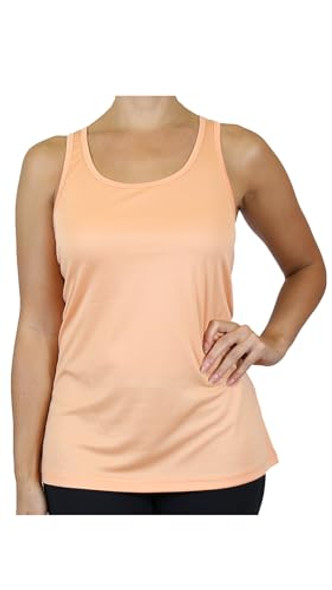 GALAXY BY HARVIC WOMENS MOISTURE WICKING RACERBACK TAGLESS POLYESTER-PEACH-XL New