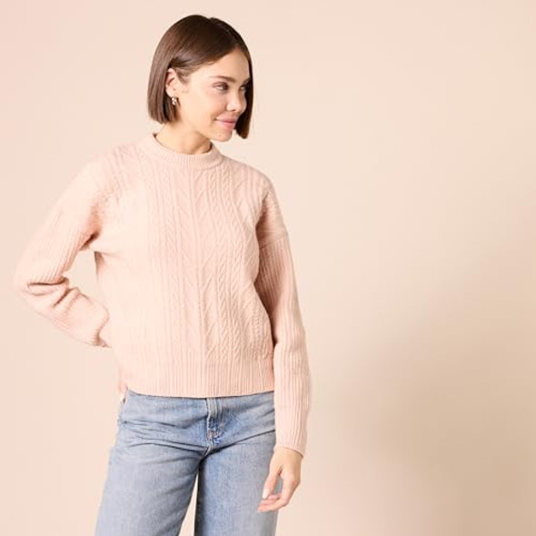 AMAZON ESSENTIALS WOMEN'S LIGHTWEIGHT LONG-SLEEVE CABLE CREWNECK SWEATER -SIZE S New AMAZON ESSENTIALS WOMEN'S LIGHTWEIGHT LONG-SLEEVE CABLE CREWNECK SWEATER -SIZE S New