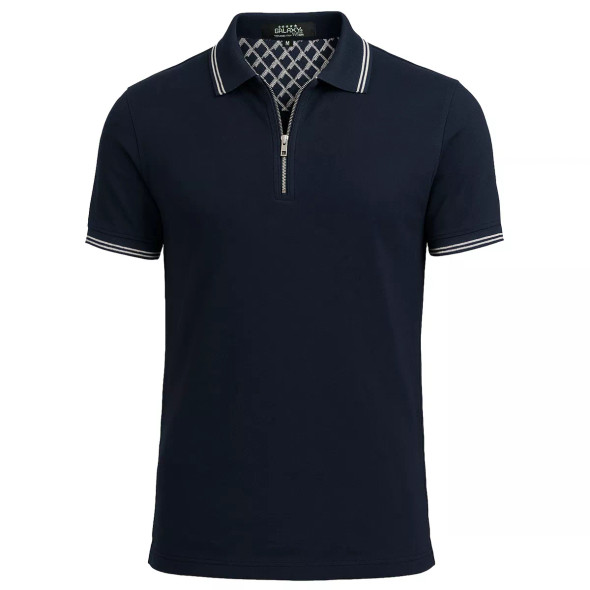 GALAXY BY HARVIC MEN’S MODERN FIT POLO SHIRT WITH ZIP PLACKET SIZE MEN M - NAVY New