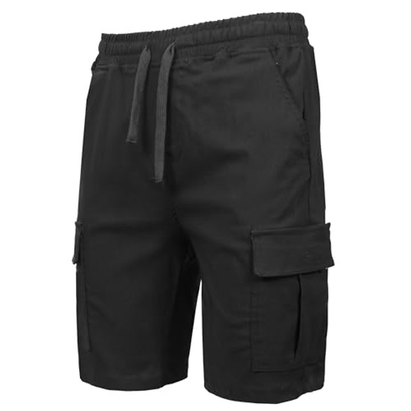 GALAXY BY HARVIC MEN STRETCH PULL-ON CARGO SHORTS WAIST DRAWSTRING BLACK M New GALAXY BY HARVIC MEN STRETCH PULL-ON CARGO SHORTS WAIST DRAWSTRING BLACK M New