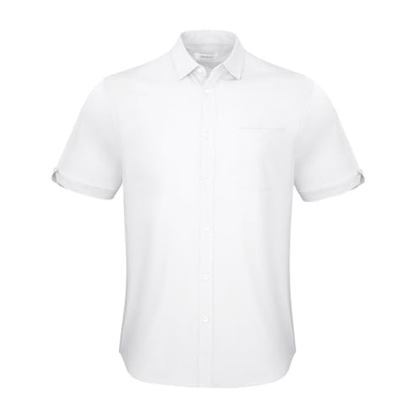 JEKAOYI BUTTON DOWN SHORT SLEEVE LINEN SHIRTS MEN SUMMER BEACH - SIZE XL - WHITE New JEKAOYI BUTTON DOWN SHORT SLEEVE LINEN SHIRTS MEN SUMMER BEACH - SIZE XL - WHITE New