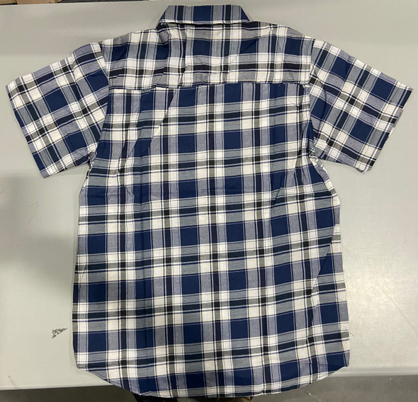 BLACK HORSE MEN'S WOVEN PLAID SHIRT - MENS SMALL - BLUE/LIGHT BLUE/WHITE/YELLOW New