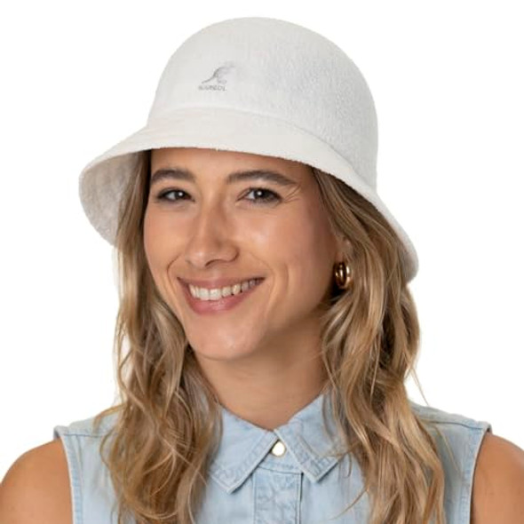 0397BC KANGOL HEADWEAR BERMUDA CASUAL BUCKET HAT SIZE SMALL - WHITE New