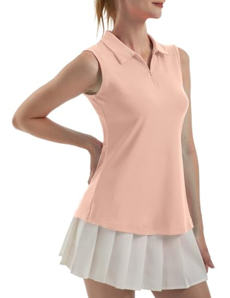 FKEEP WOMEN'S SLEEVELESS POLO GOLF TENNIS SHIRT TANK LIGHT PINK M New FKEEP WOMEN'S SLEEVELESS POLO GOLF TENNIS SHIRT TANK LIGHT PINK M New