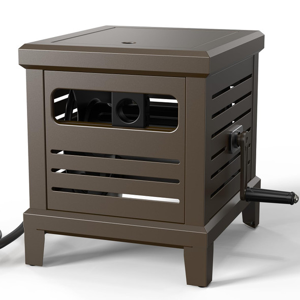 RELHOST HOSE REEL HEAVY DUTY HOSE REEL BOX HIDEAWAY HOLDS 100 FT X 5/8" - BROWN