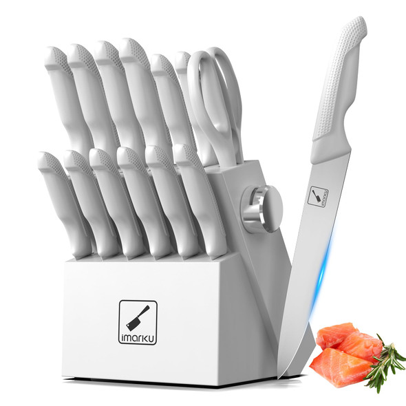 IMARKU KITCHEN KNIFE SET JAPANESE KNIVES, STAINLESS STEEL, WHITE - GRAYISH WHITE IMARKU KITCHEN KNIFE SET JAPANESE KNIVES, STAINLESS STEEL, WHITE - GRAYISH WHITE