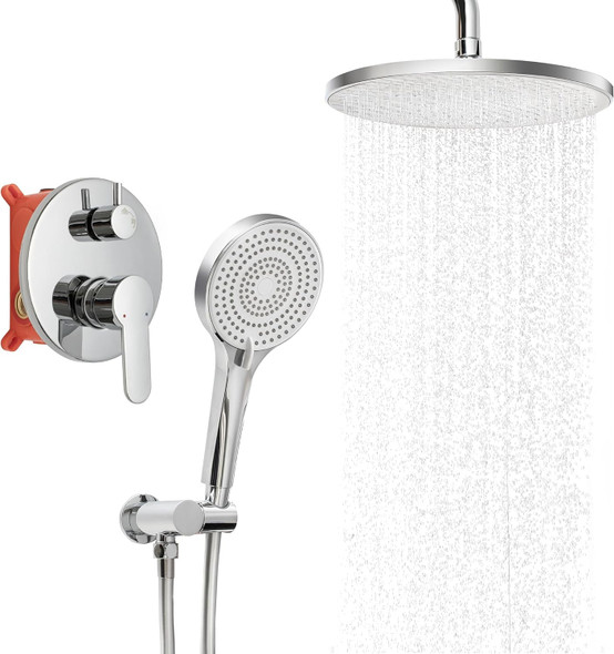 GENERIC SHOWER SYSTEM RAINFALL SLIVER HIGH PRESSURE SHOWER KIT - SILVER/WHITE