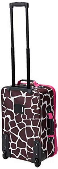 ROCKLAND 2 PIECE LUGGAGE SET CARRY-ON ROLLING SUITCASE TOTE BAG PINK GIRAFFE ROCKLAND 2 PIECE LUGGAGE SET CARRY-ON ROLLING SUITCASE TOTE BAG PINK GIRAFFE