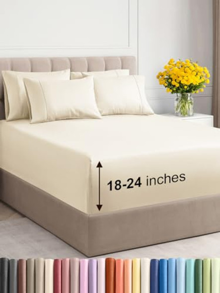 Extra Deep King Sheet Set - 6 Piece Breathable & Cooling Sheets Extra Deep King Sheet Set - 6 Piece Breathable & Cooling Sheets