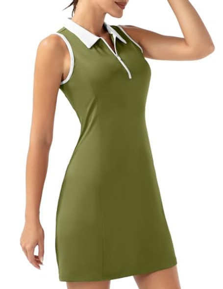 FKEEP WOMEN'S GOLF TENNIS DRESS SPORT ACTIVEWEAR V-NECK WITH SHORTS - L - YELLOW New FKEEP WOMEN'S GOLF TENNIS DRESS SPORT ACTIVEWEAR V-NECK WITH SHORTS - L - YELLOW New