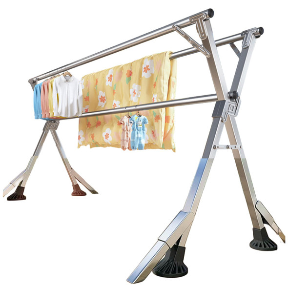 ANJIYP 95 INCHES CLOTHES DRYING RACK WINDPROOF - SILVER