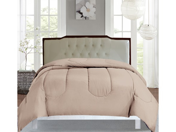 PLAZATEX QUEEN SOLID COMFORTER SET DOUILETTE 1 PC - TAUPE