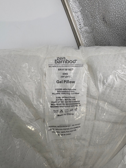 ZEN BAMBOO GEL-FIBER FILLED PILLOW WITH BAMBOO COVER, KING 19X34 - WHITE New