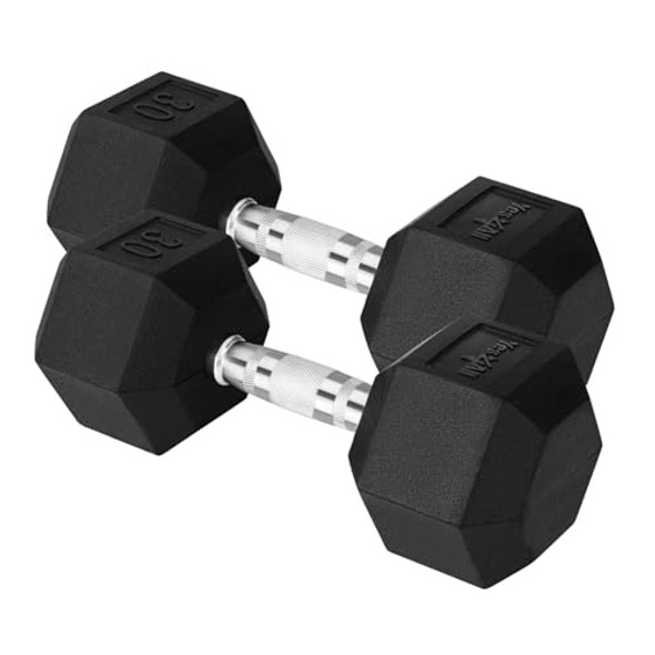YES4ALL CHROME GRIP ENCASED HEX DUMBBELLS 30LBS PAIR - BLACK YES4ALL CHROME GRIP ENCASED HEX DUMBBELLS 30LBS PAIR - BLACK