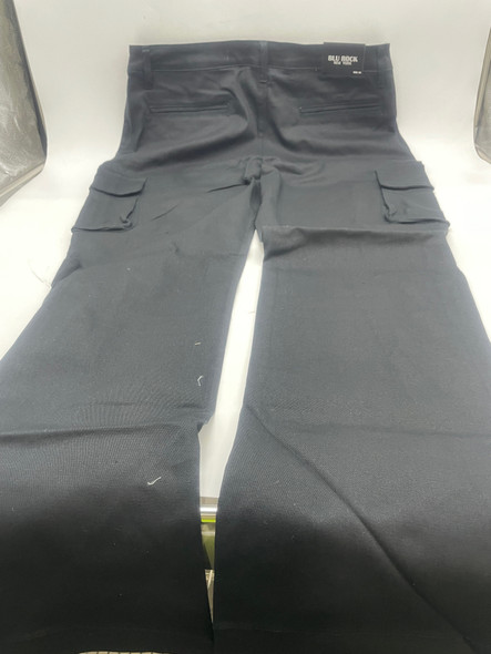 BLU ROCK NEW YORK BLACK STRETCH CARGO PANTS - SIZE: MEN 34 - BLACK New