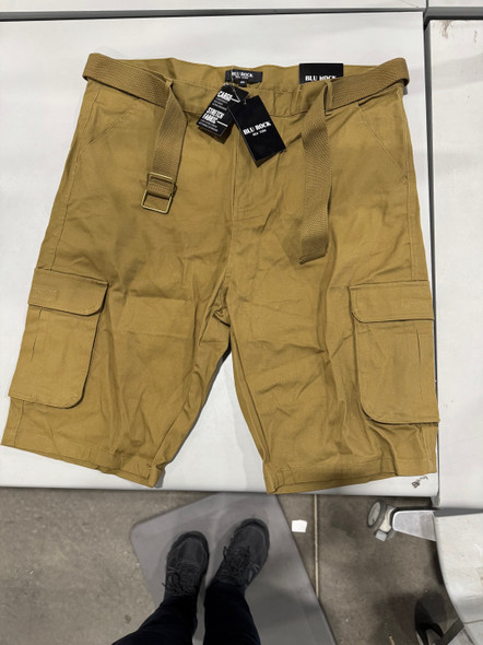 BLU ROCK NEW YORK BELTED CARGO SHORTS - SIZE: MEN 40 - DARK KHAKI New BLU ROCK NEW YORK BELTED CARGO SHORTS - SIZE: MEN 40 - DARK KHAKI New
