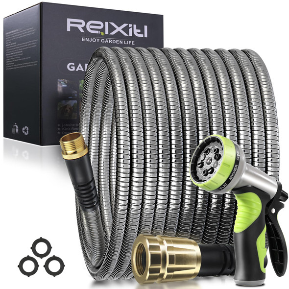 RELXITL 50FT METAL GARDEN HOSE - YELLOW RELXITL 50FT METAL GARDEN HOSE - YELLOW